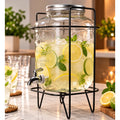 Dispensador de Bebidas de Vidrio 4 L con Llave y Soporte Metálico