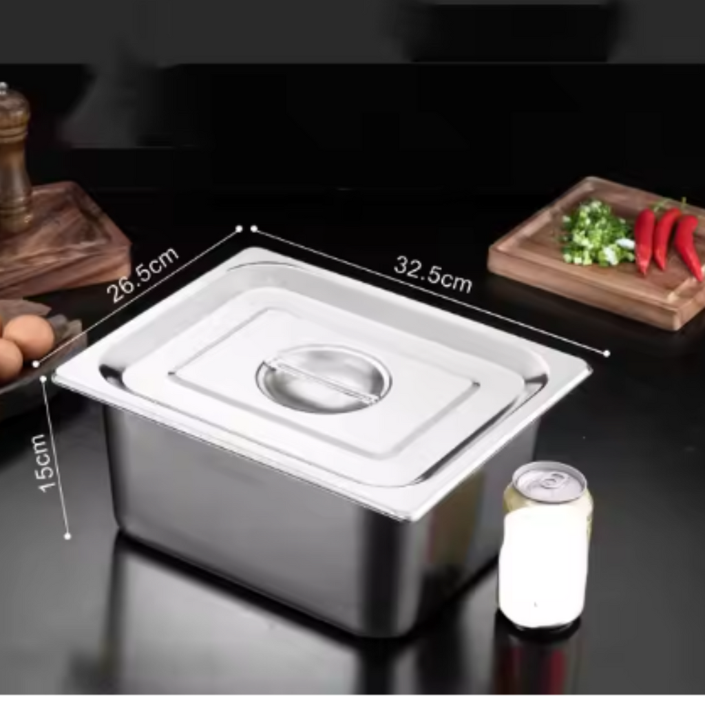 Contenedor Gastronomico GN 1/1 Acero Inoxidable 53x32.5x15 cm con Tapa