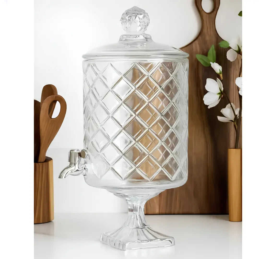 Dispensador de bebidas de vidrio 3 litros con llave modelo Diamante