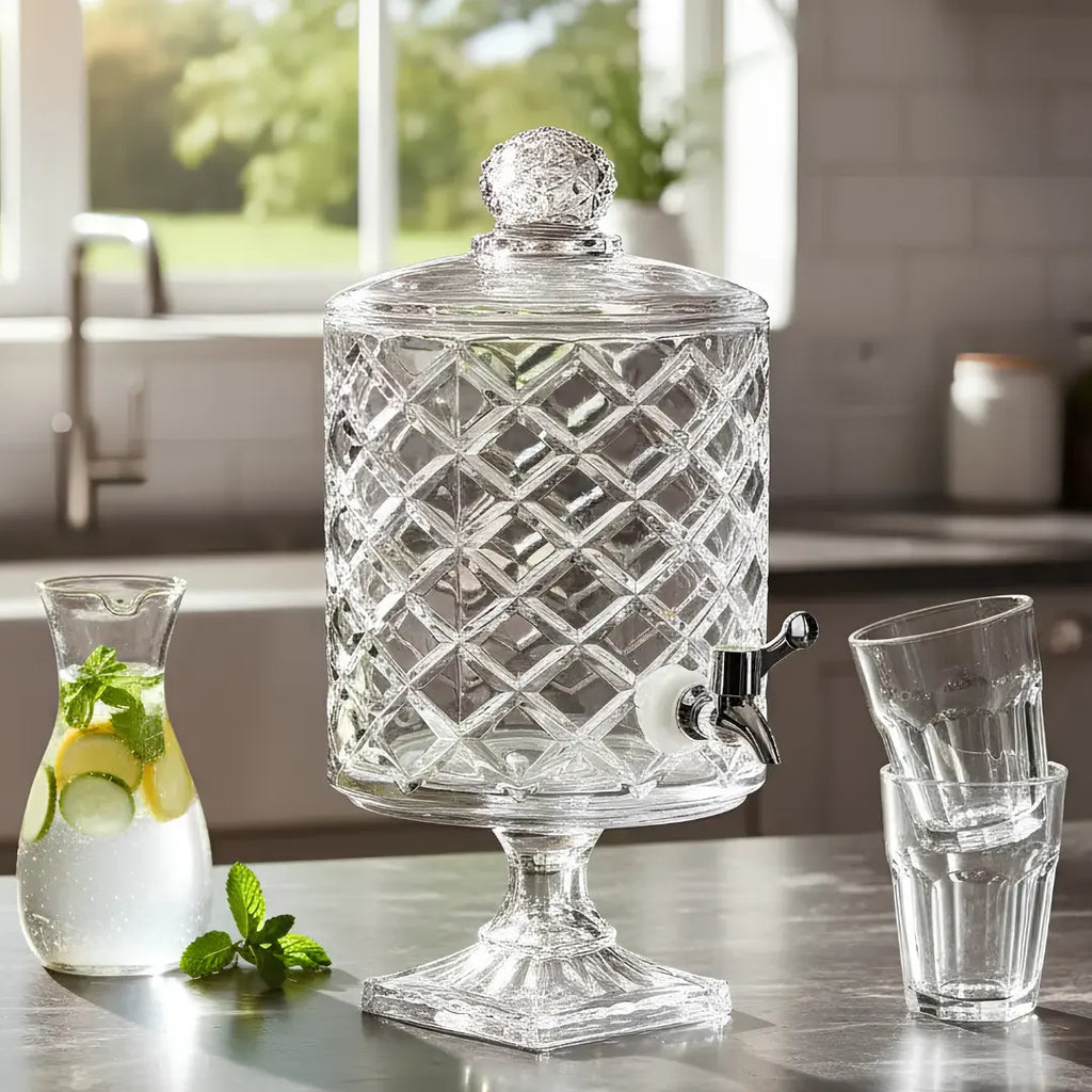 Dispensador de bebidas de vidrio 3 litros con llave modelo Diamante