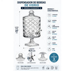 Dispensador de Bebidas de Vidrio 3 Litros con Llave – Modelo Diamante