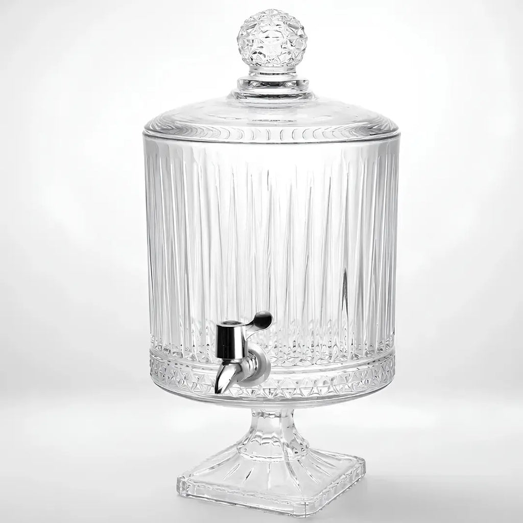 Dispensador de Bebidas de Vidrio Labrado 4,5 Litros con Grifo Elegante