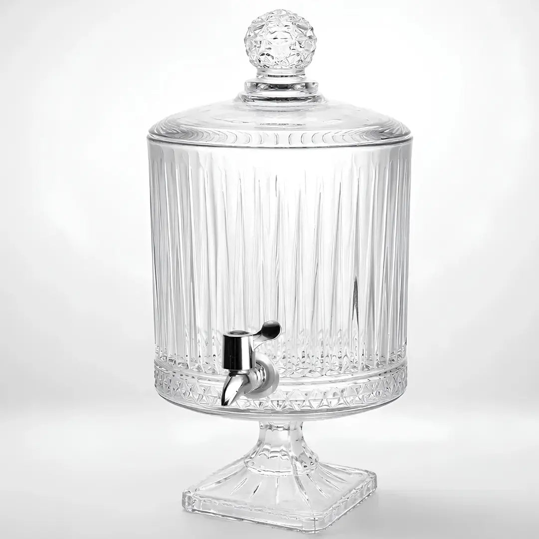 Dispensador de Bebidas de Vidrio Labrado 4,5 Litros con Grifo Elegante