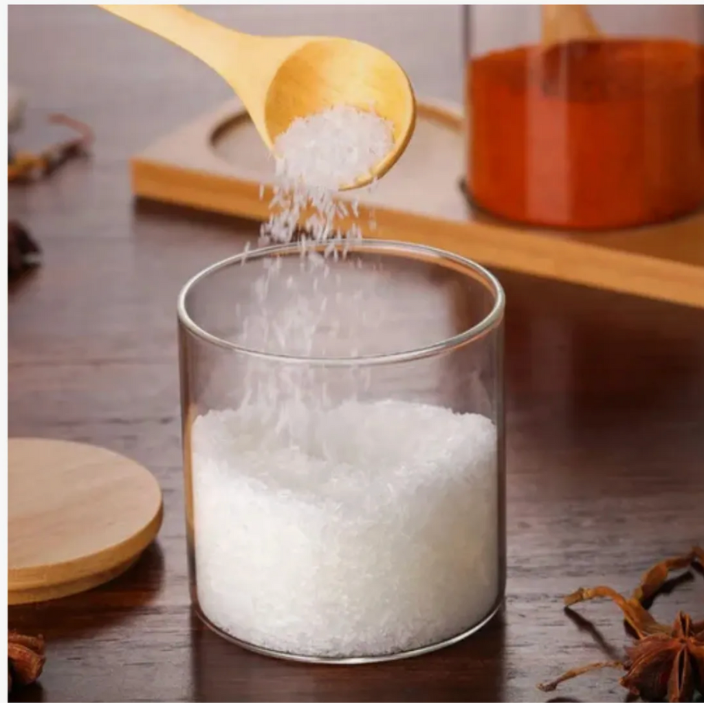 Frasco de Vidrio con Tapa y Cuchara de Bambu 380 ML