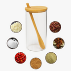 Frasco de Vidrio con Tapa y Cuchara de Bambu 600 Ml
