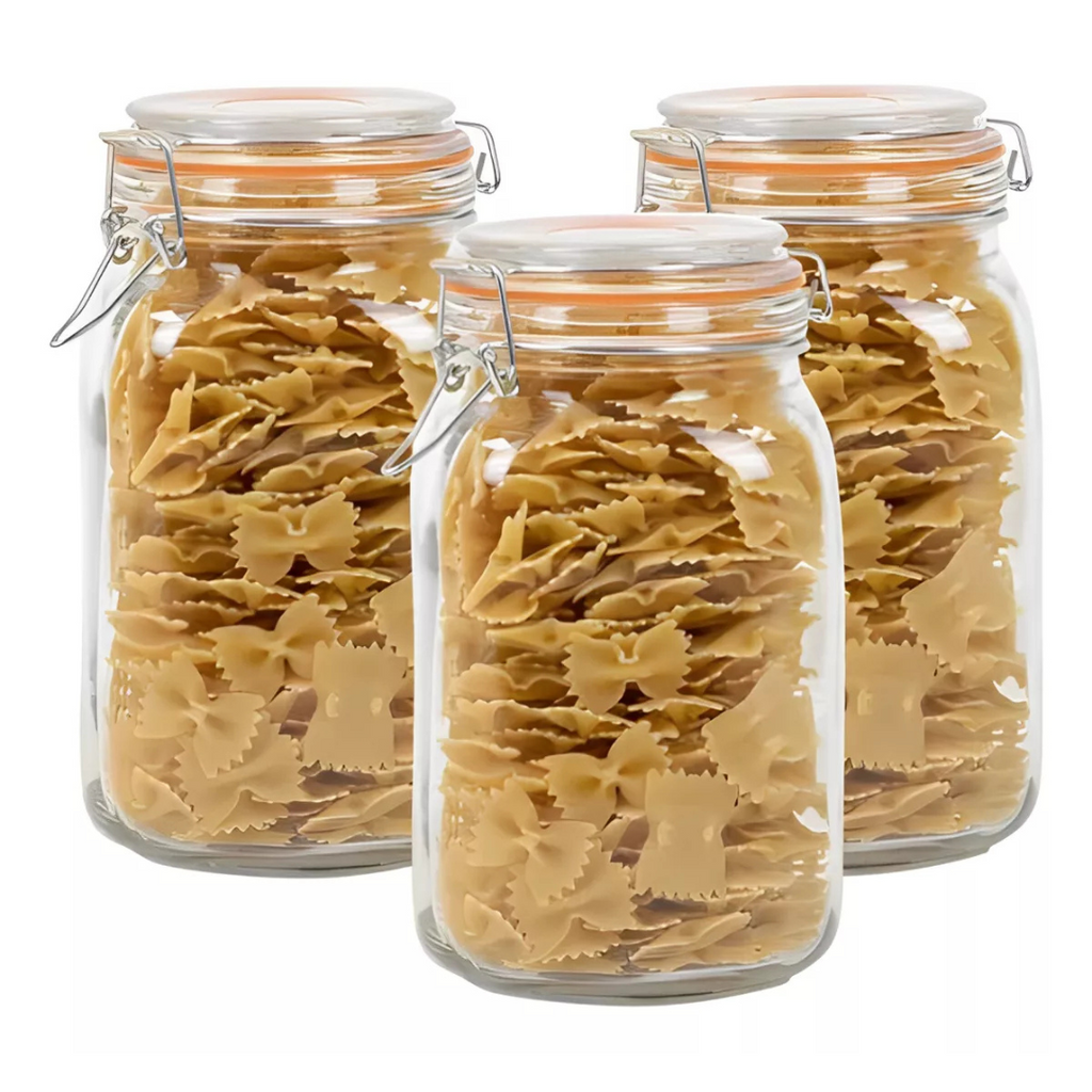 Pack 3 Frascos Canister de Vidrio 1.45 Litros Allegra Hermetico