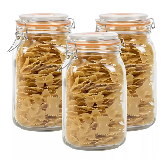 Pack 3 Frascos Canister de Vidrio 1.45 Litros Allegra Hermetico