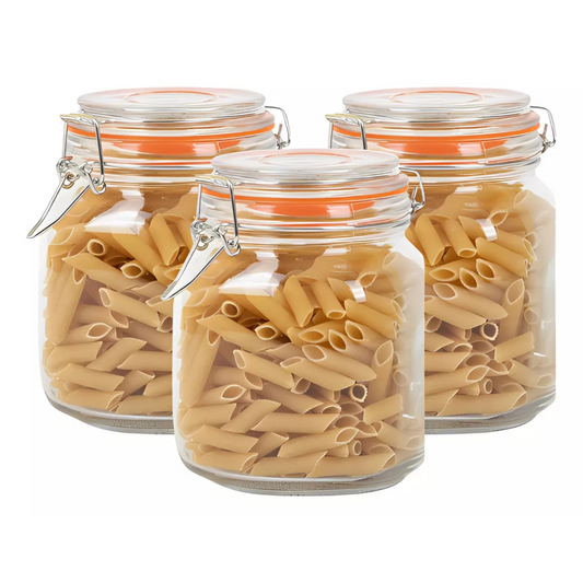 Pack 3 Frascos Canister de Vidrio 1 Litro Allegra Hermetico