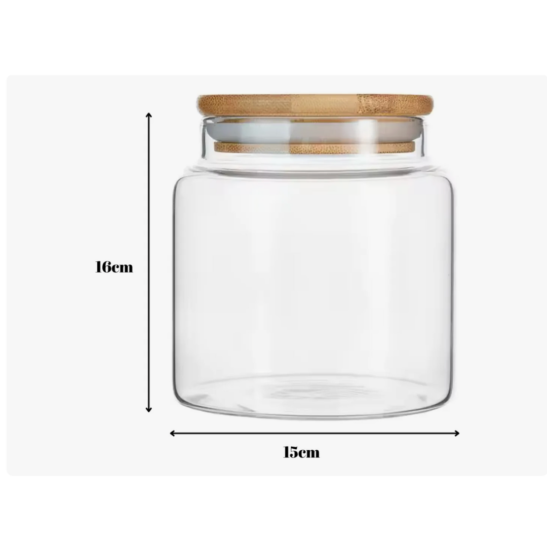 Frasco Hermético Vidrio 1800ml con Tapa Bambú