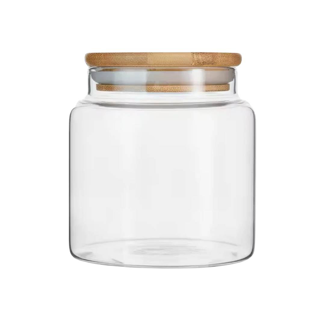 Frasco Hermético Vidrio 1800ml con Tapa Bambú