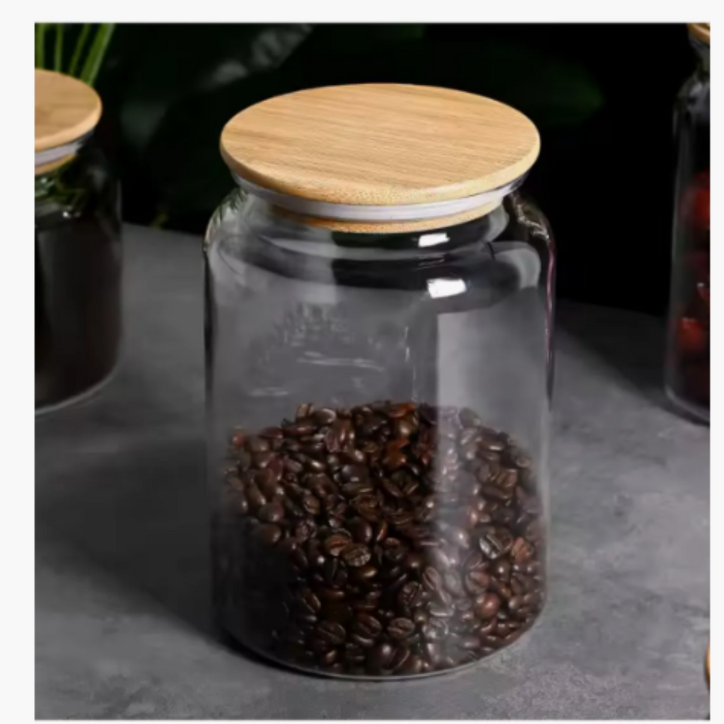 Frasco Hermético Vidrio 3800ml con Tapa Bambú