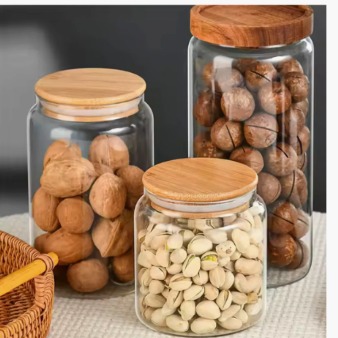 Frasco Hermético Vidrio 5200 ml con Tapa Bambú