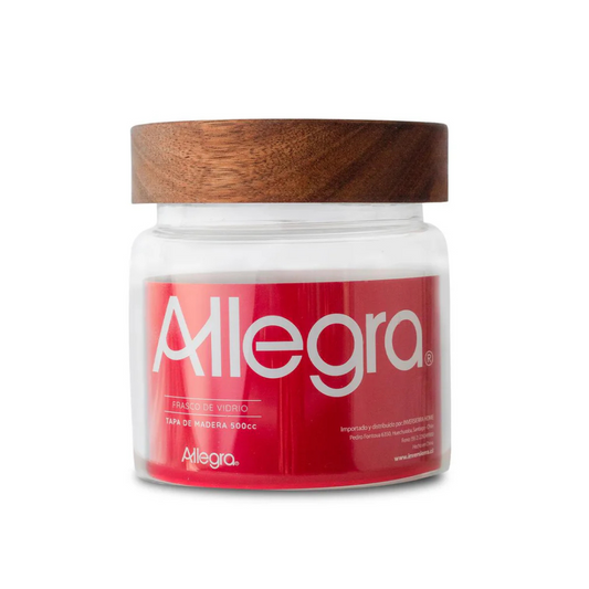 Frasco de Vidrio Tapa Madera 500 ML Allegra