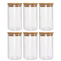 Set 6 Frascos Para Condimentos Especias Tapa Bambú 350ml