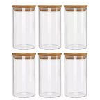 Set 6 Frascos Para Condimentos Especias Tapa Bambú 350ml