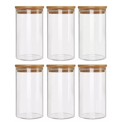 Set 6 Frascos Para Condimentos Especias Tapa Bambú 350ml