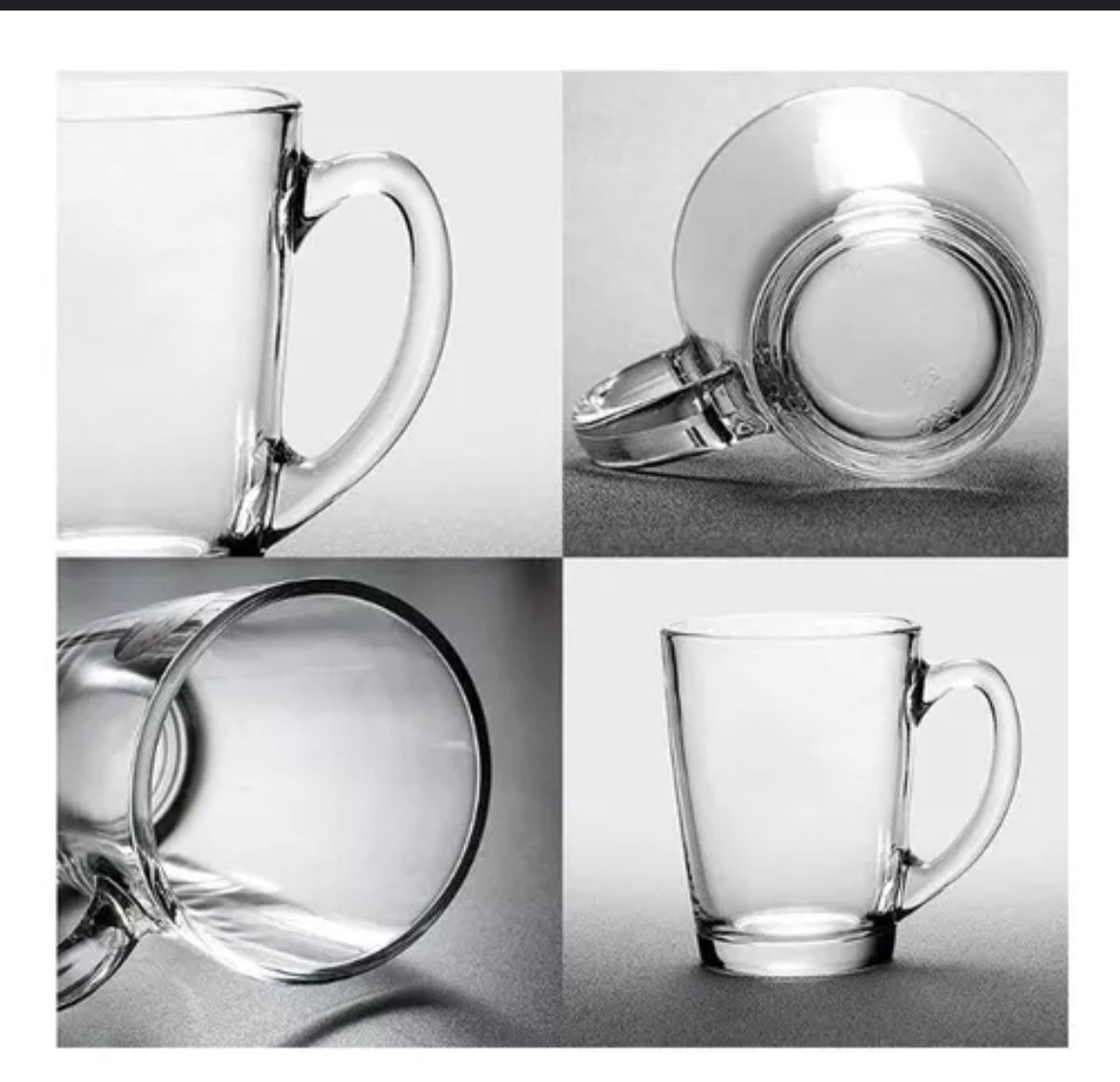 Set 6 Tazas para Cafe Te de Vidrio 310 ML