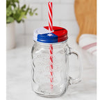 Jarra de Vidrio 500 ml con Tapa y Bombilla Diseño Chileno