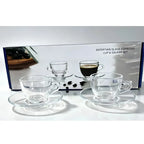Set 6 Tazas Espresso Vidrio con Platillos 80ml | Estilo Barista