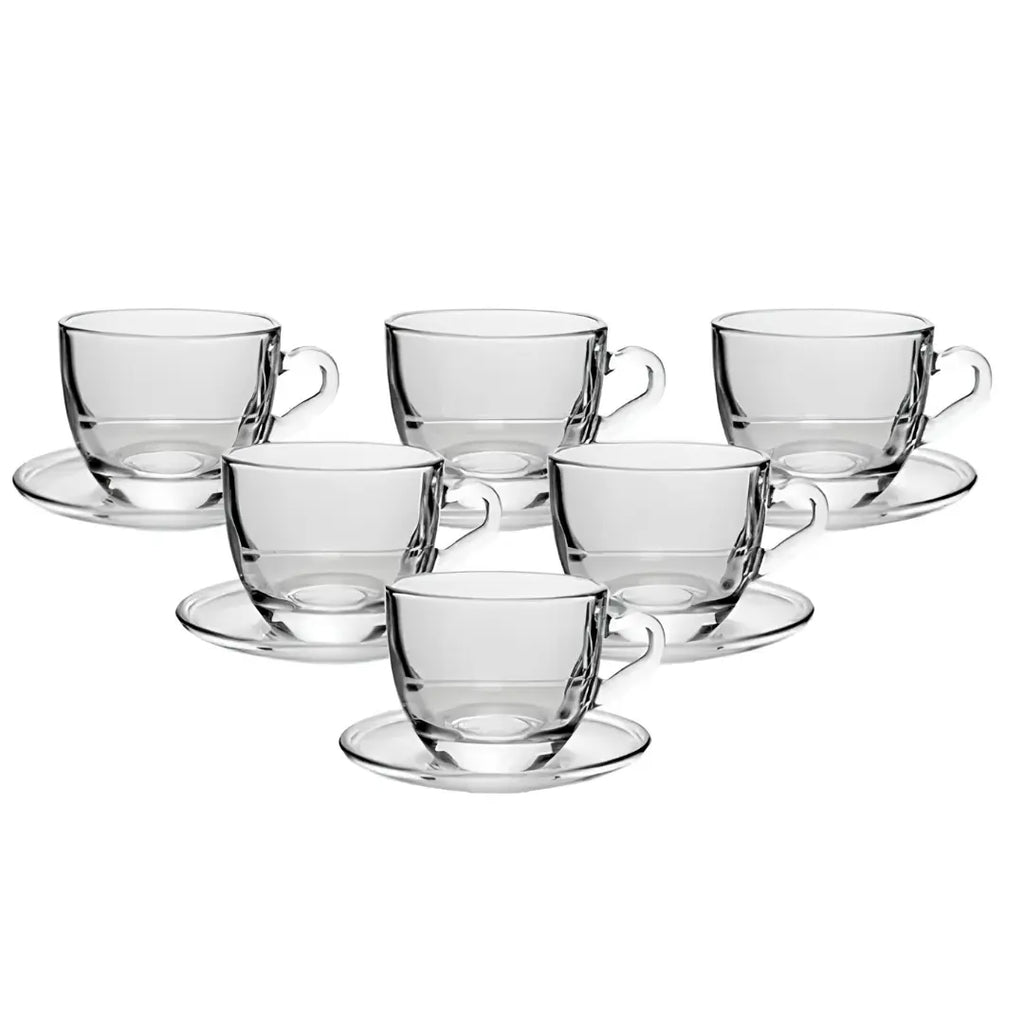 Set 6 Tazas Espresso Vidrio con Platillos 80ml | Estilo Barista