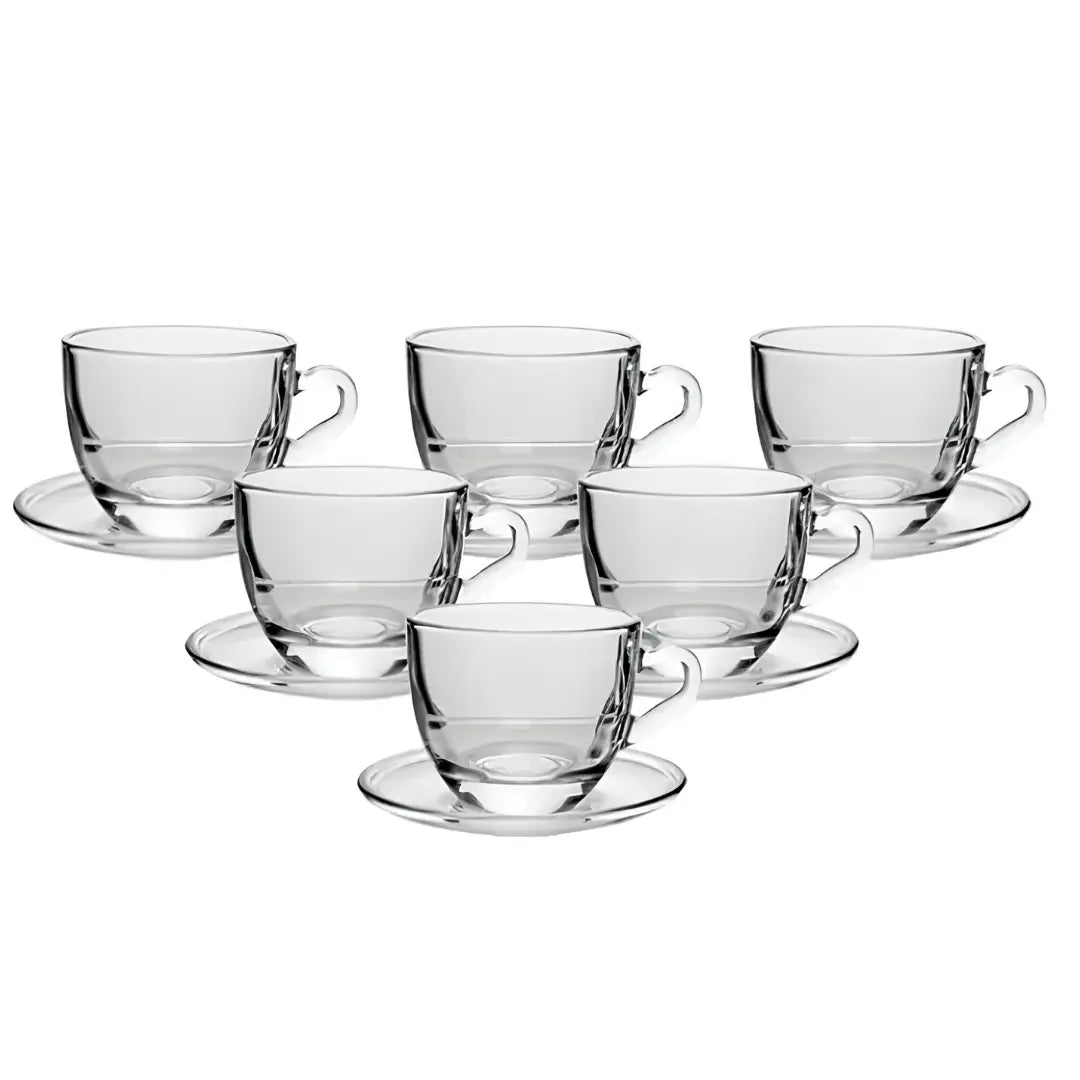Set 6 Tazas Espresso Vidrio con Platillos 80ml | Estilo Barista
