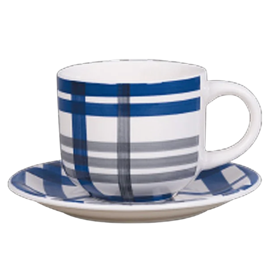 Set 6 Tazas + 6 Platos Te o Cafe Ceramica Hallen 350 ML