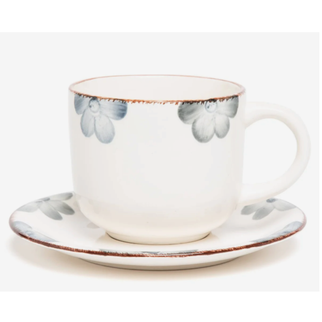 Set 6 Tazas + 6 Platos Te o Cafe Ceramica Hallen 350 ML