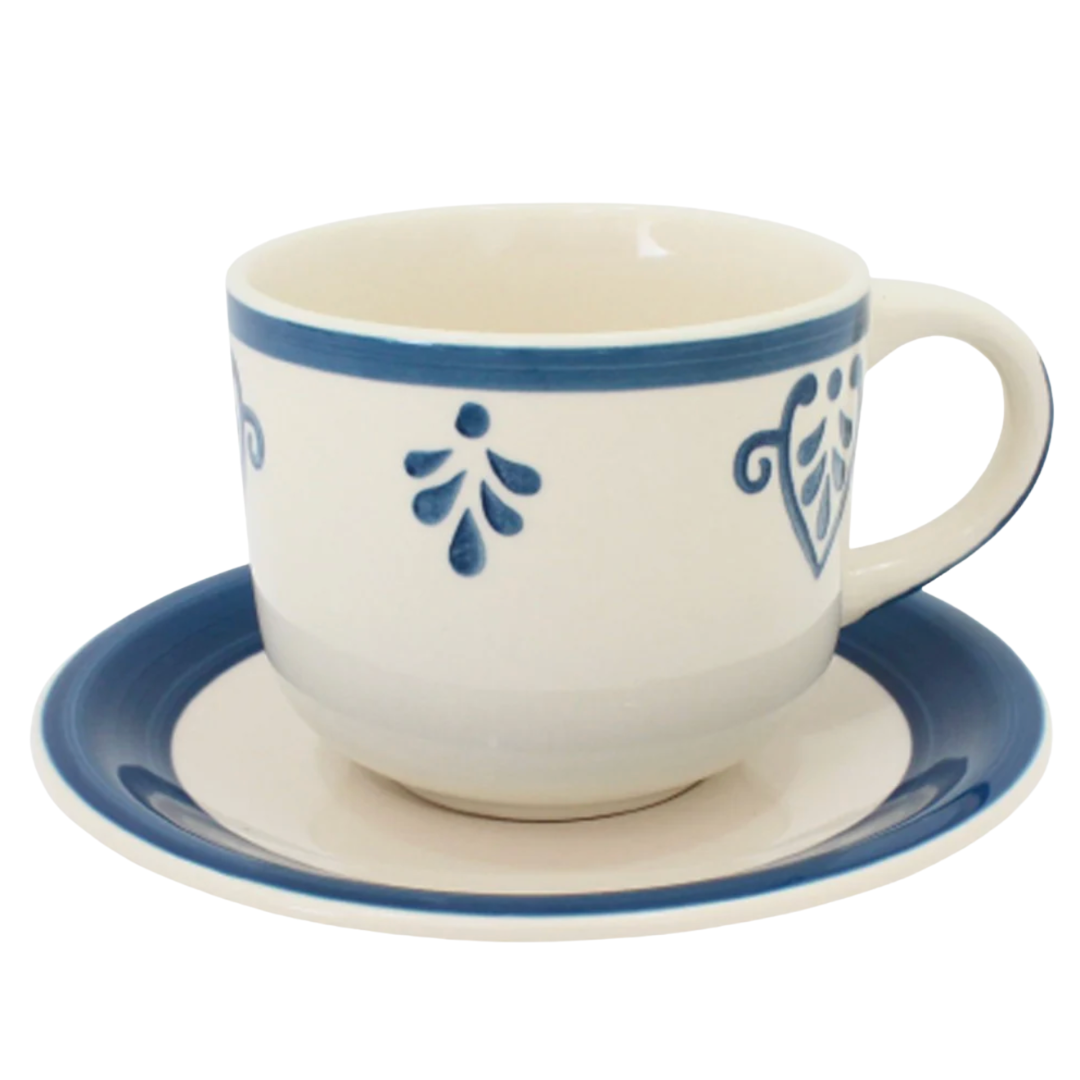 Set 6 Tazas + 6 Platos Te o Cafe Ceramica Hallen 350 ML