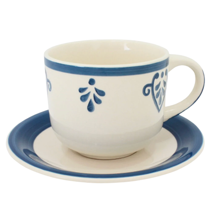 Set 6 Tazas + 6 Platos Te o Cafe Ceramica Hallen 350 ML