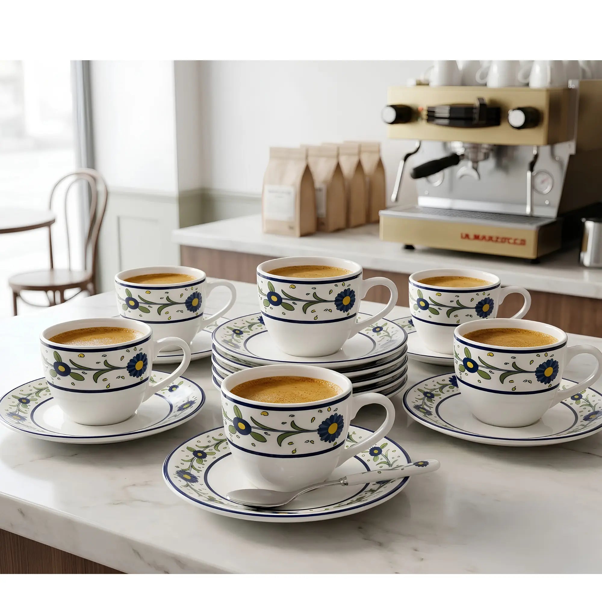 Set 6 Tazas Espresso con Platillos 80ml Hallen Fiesole | Café
