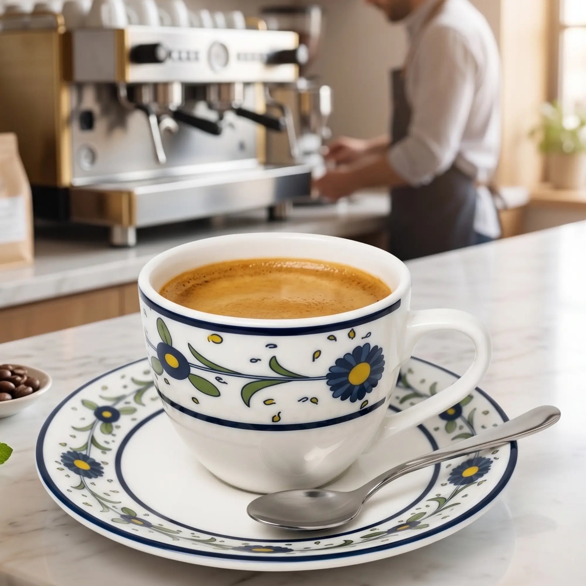 Set 6 Tazas Espresso con Plato 80ml Hallen Fiesole | Café
