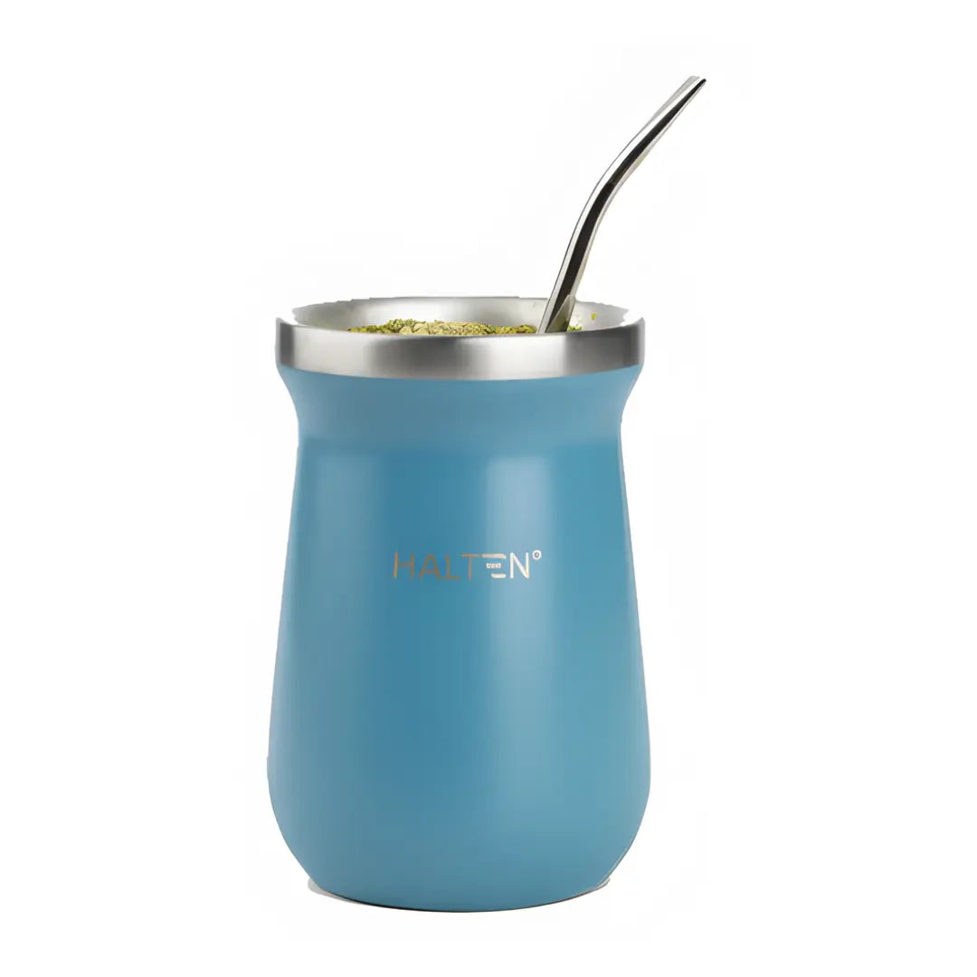 Mate Halten Doble Pared Acero Inoxidable 227ml con Bombilla