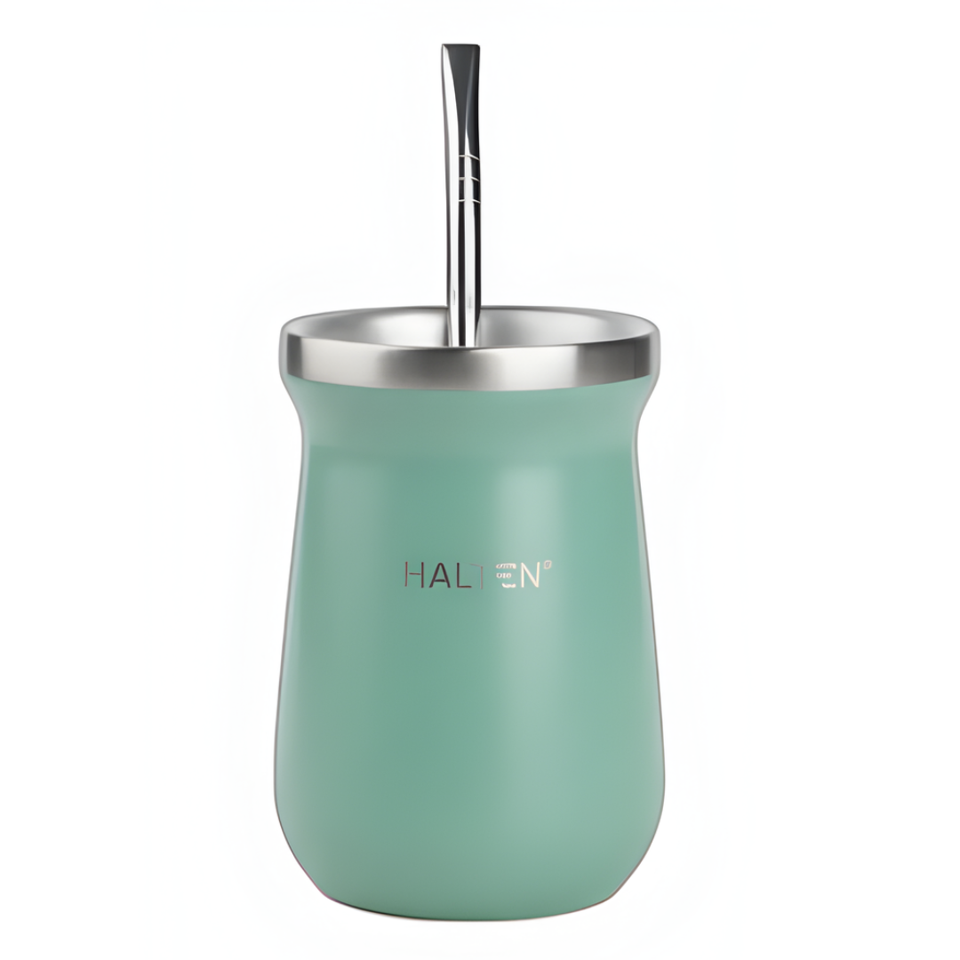 Mate Halten Doble Pared Acero Inoxidable 227ml con Bombilla