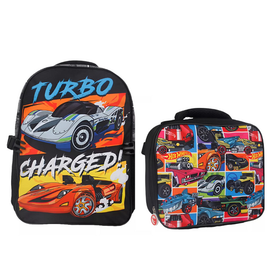 Set de Mochila con Lonchera Escolar Hotwheels