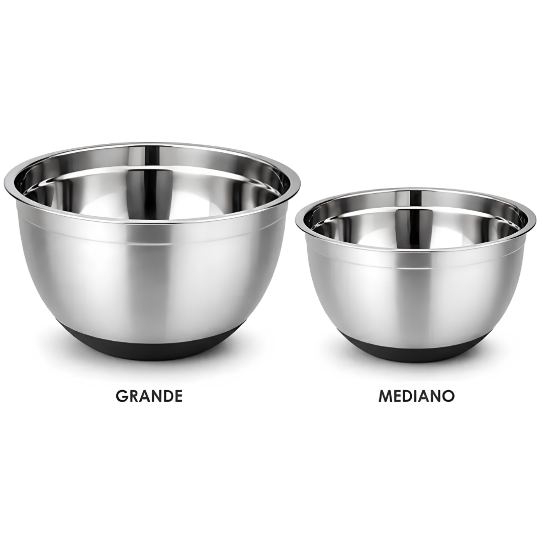 Pack 2 Bowls Cuiner Acero Inoxidable Antideslizante | 21 y 25 cm