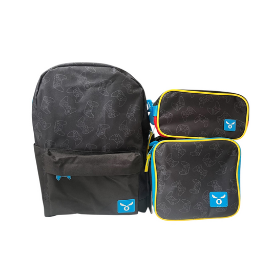 Pack Mochila Bolso Escolar Gamer 3 Piezas