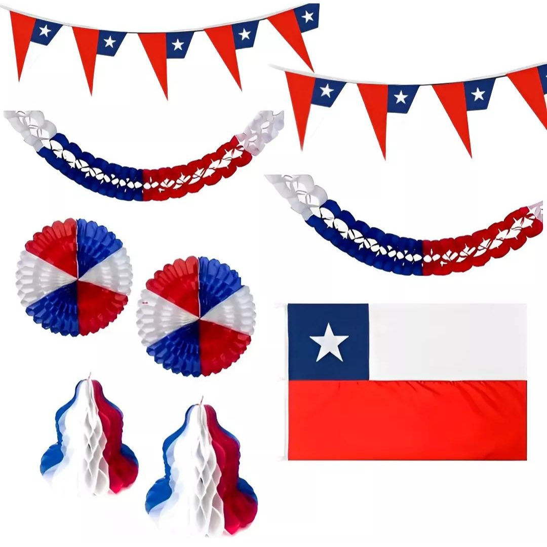 Pack Decorativo Fechas Patrias Chile 9 Piezas