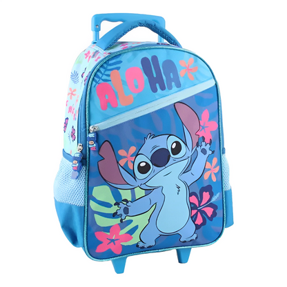 Pack Escolar 3 Piezas Stitch (Mochila con ruedas + Estuche + Lonchera)