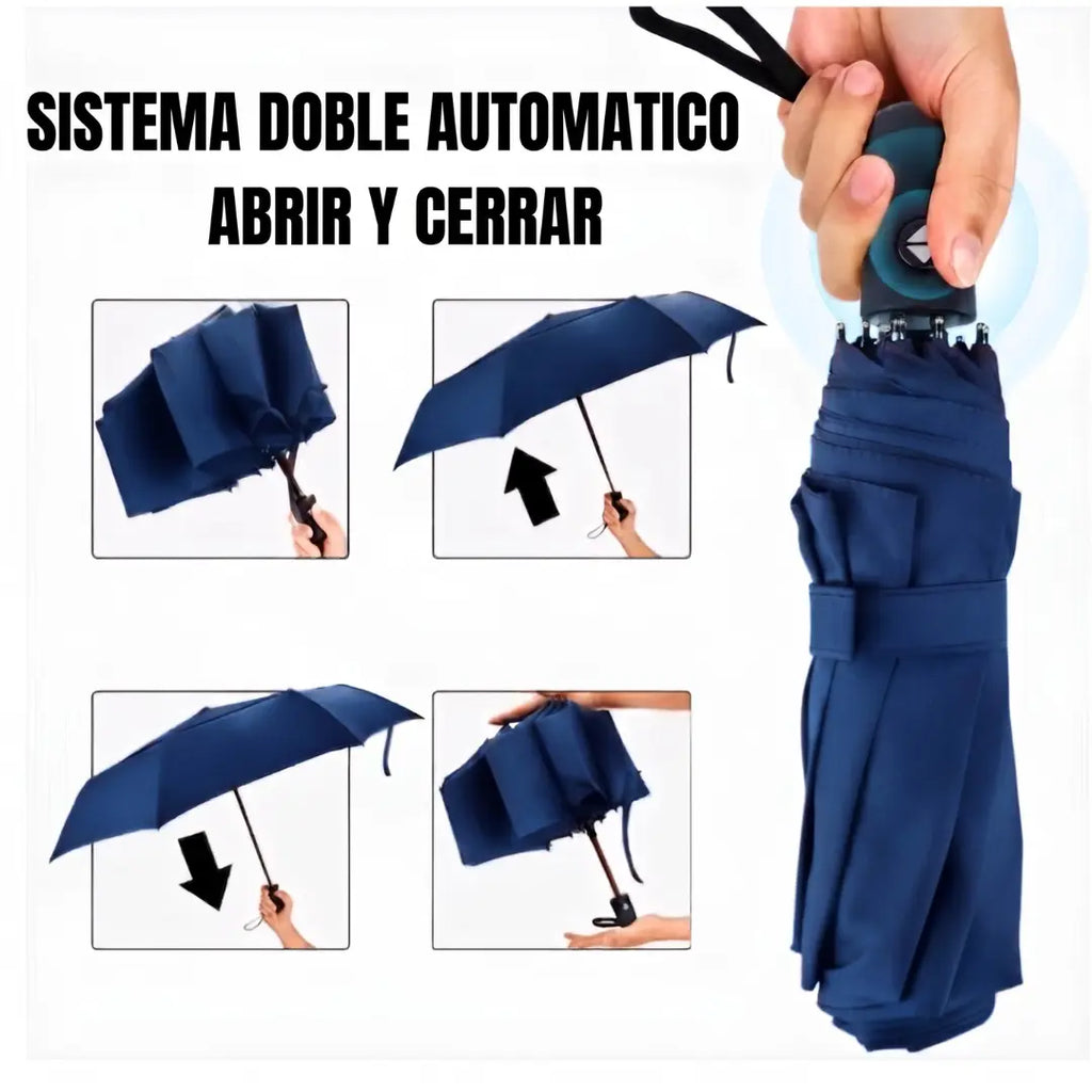 Paraguas Plegable Automatico Antiviento 16 Varillas Reforzadas