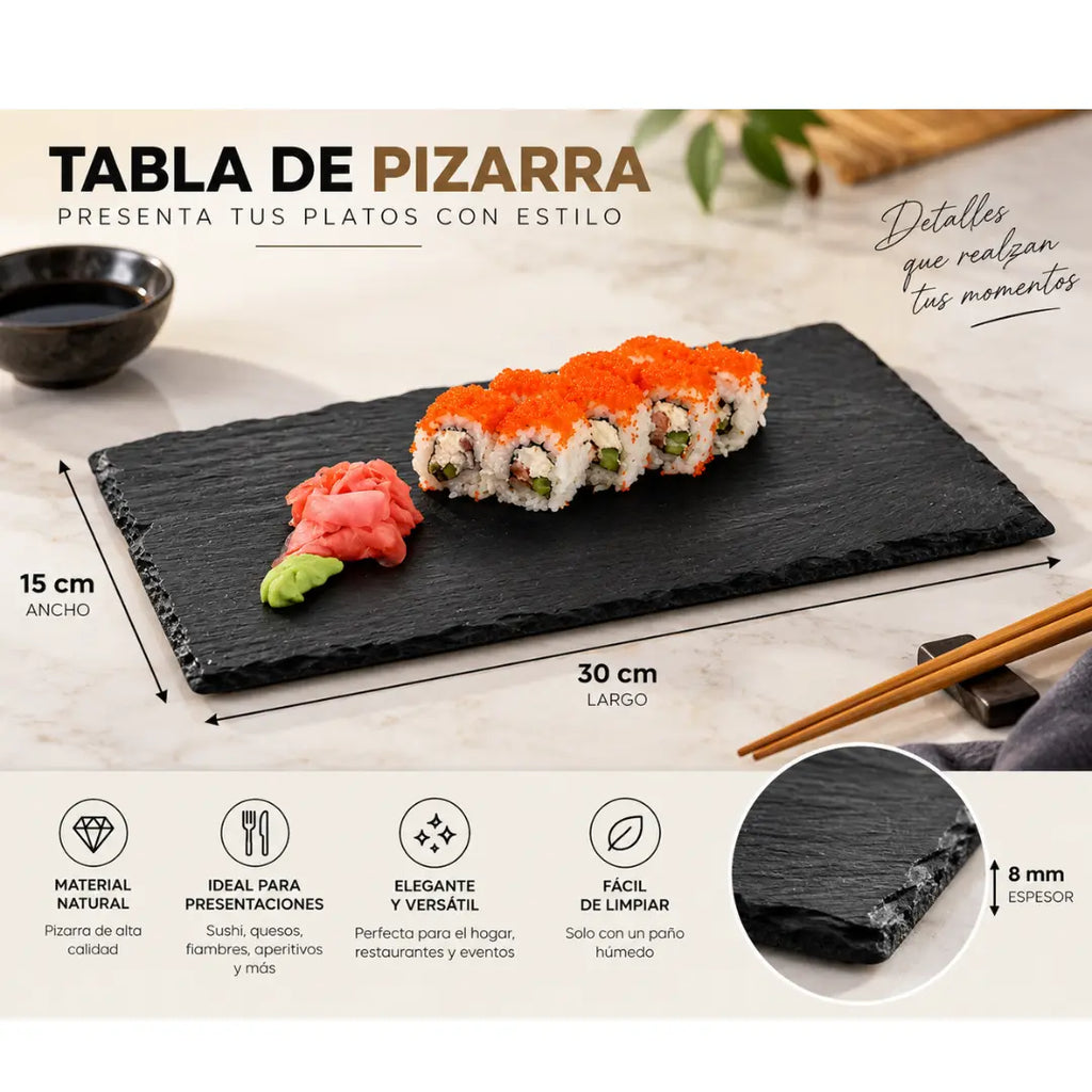 Tabla de Pizarra 30x15 cm para Sushi y Picoteo | Globalshopping