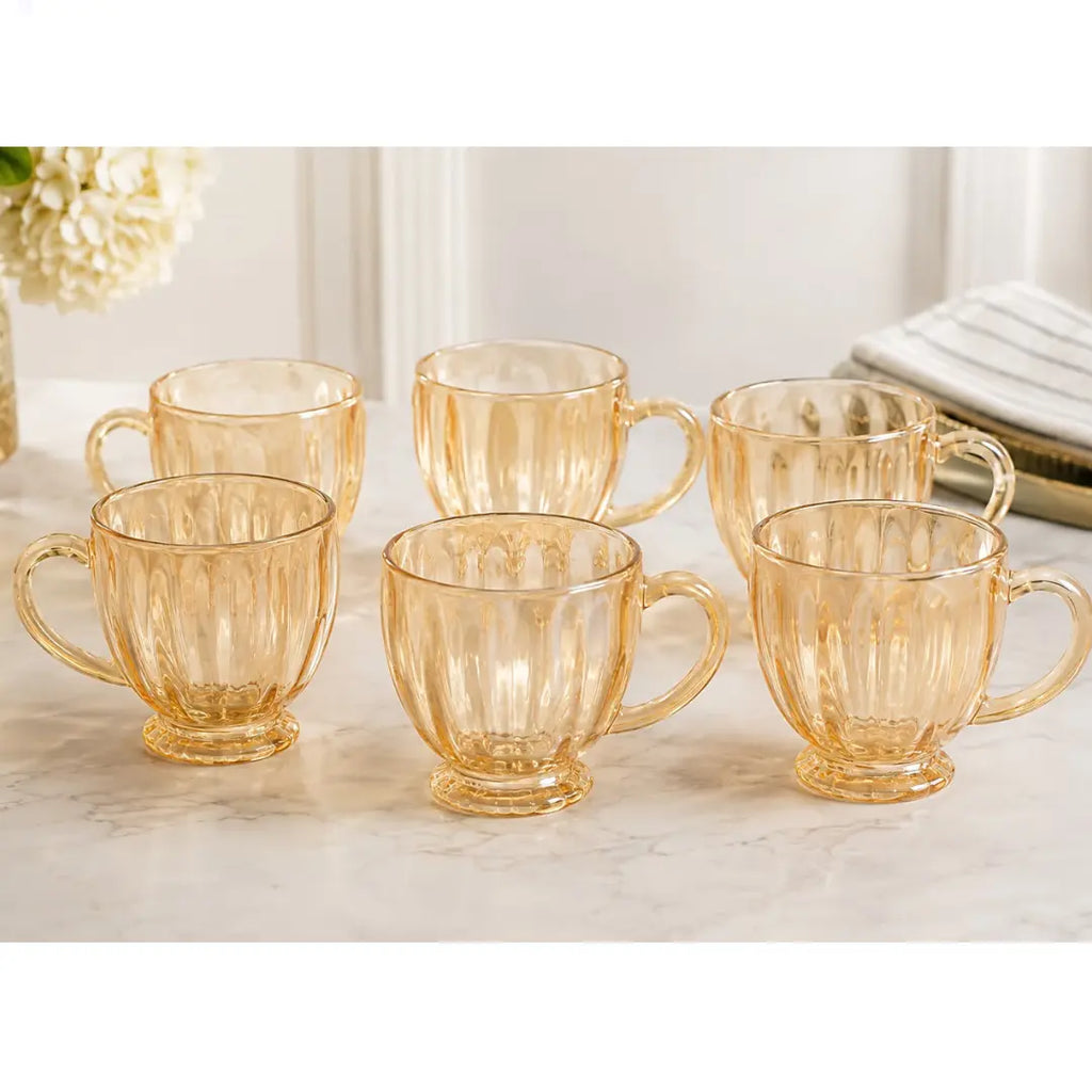 Set 6 Tazas de Vidrio Doradas 180ml | Estilo y Elegancia para Café