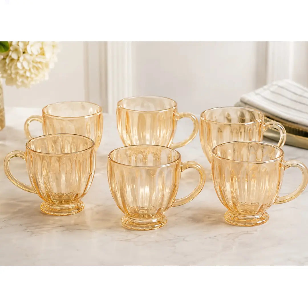 Set 6 Tazas de Vidrio Doradas 180ml | Estilo y Elegancia para Café