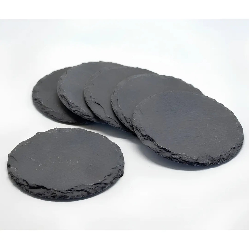 Posavasos de Piedra Pizarra Set de 6 Redondos Wayu Premium