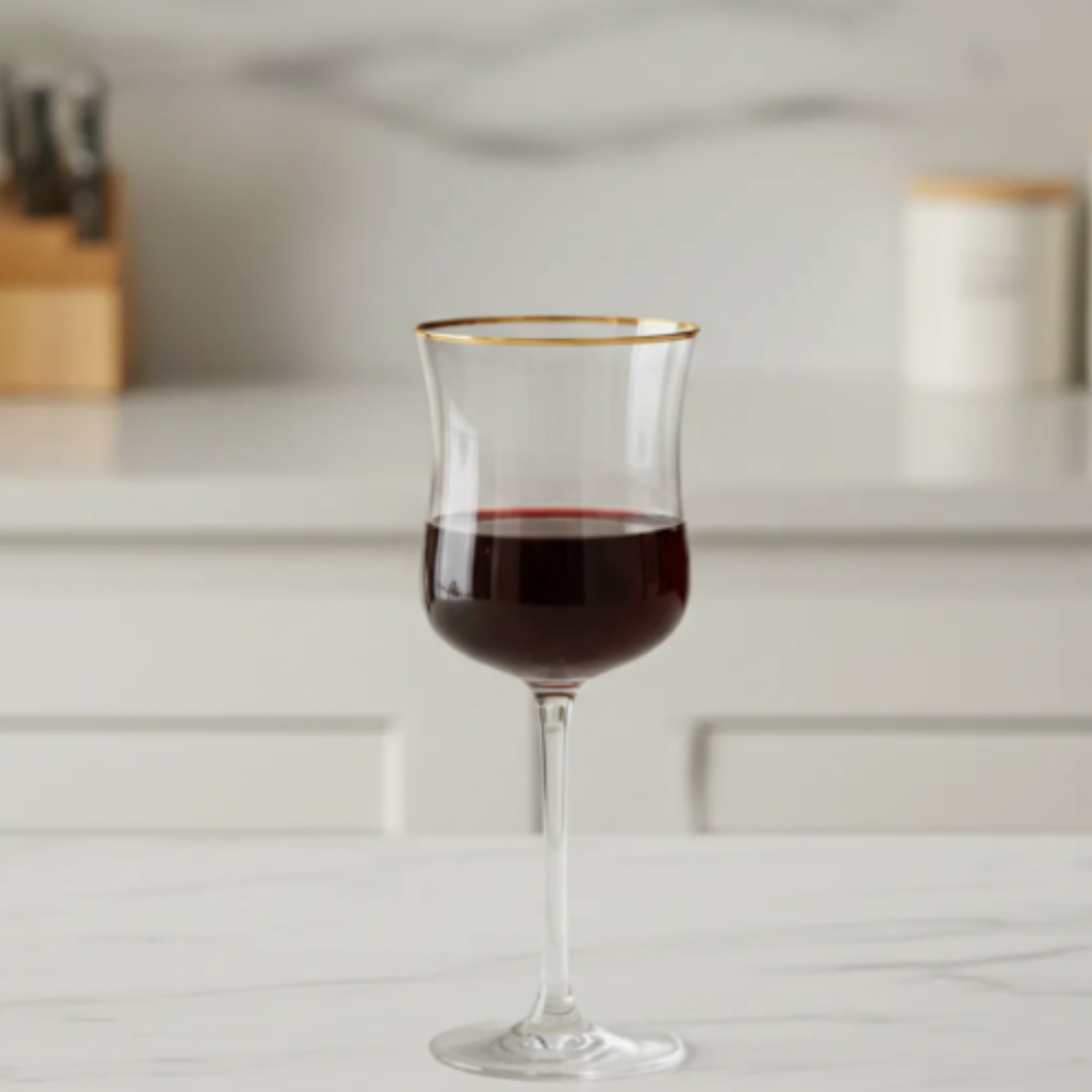 Set 6 Copas de Vino Borde Dorado 350ml