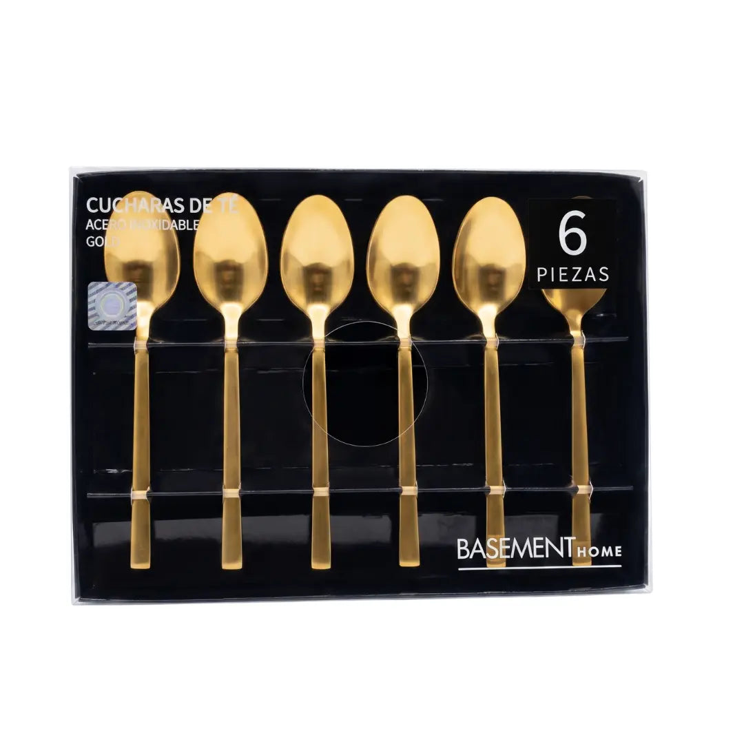 Set 6 Cucharas Doradas de Te Basement (13.5 cm)
