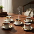 Set tazas de Cafe con Platillo Porcelana Dorada 120 Ml