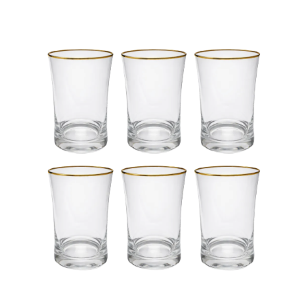 Set 6 Vasos con Borde Dorado 420ml