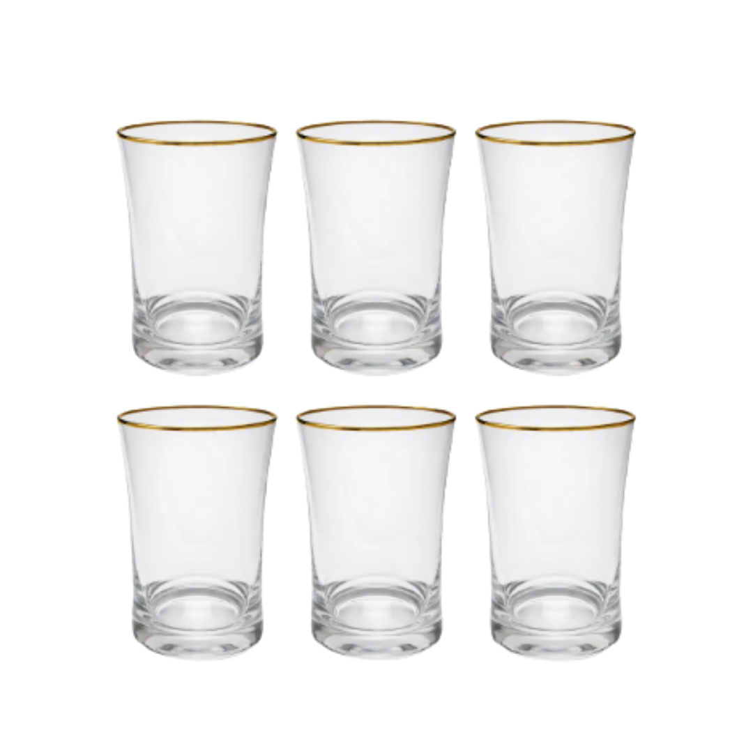 Set 6 Vasos con Borde Dorado 420ml