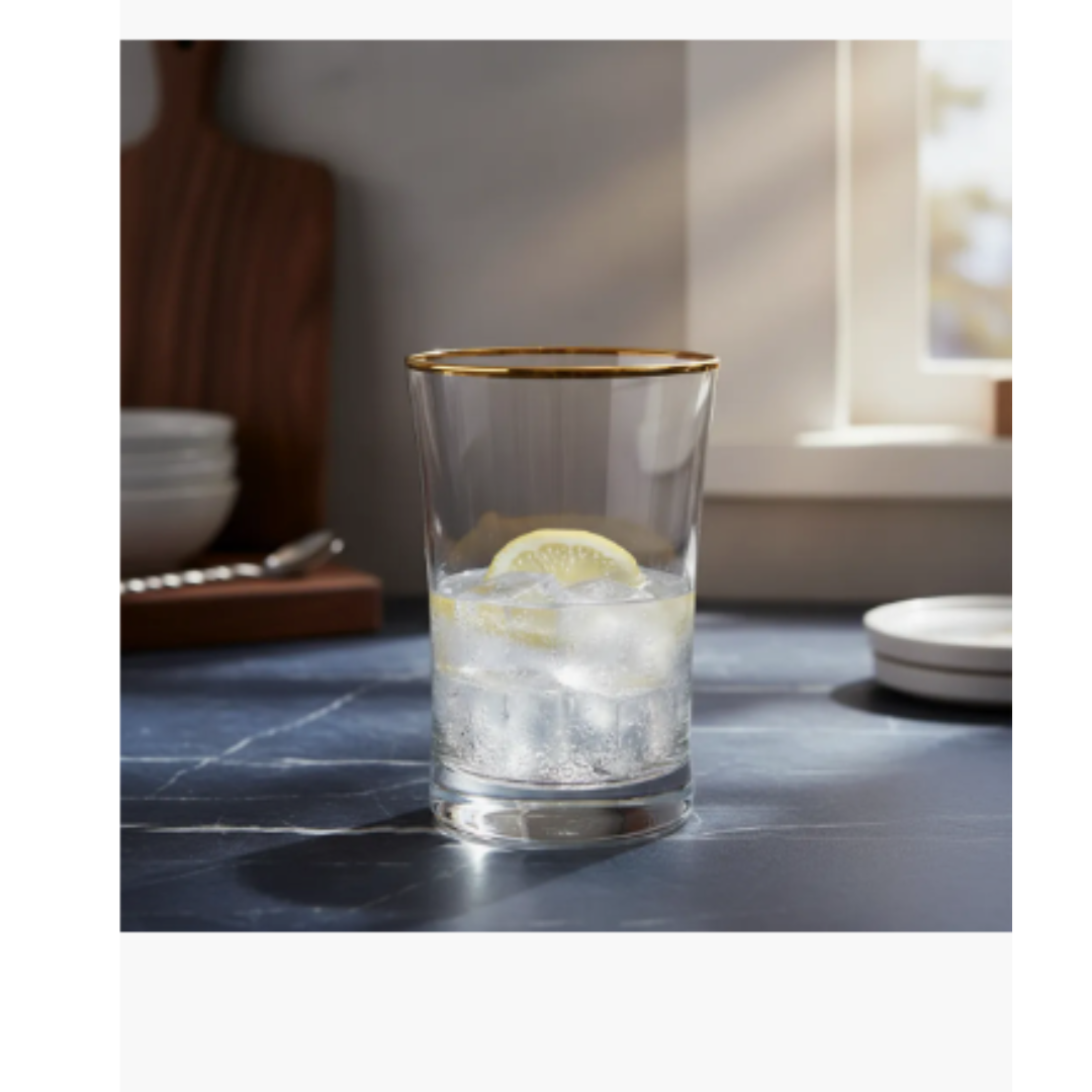 Set 6 Vasos con Borde Dorado 420ml