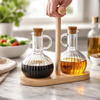Set Alcuza Aceitera y Vinagrera con Soporte de Madera